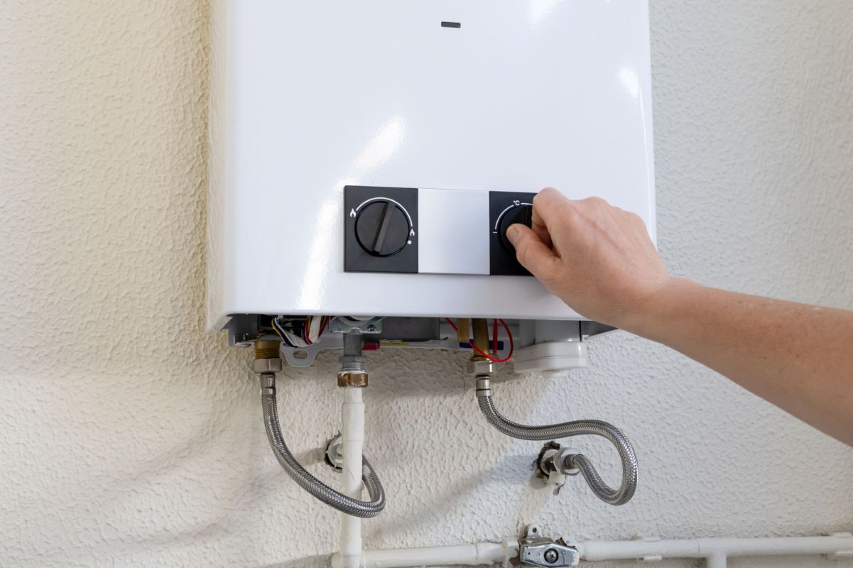 A tankless water heater.