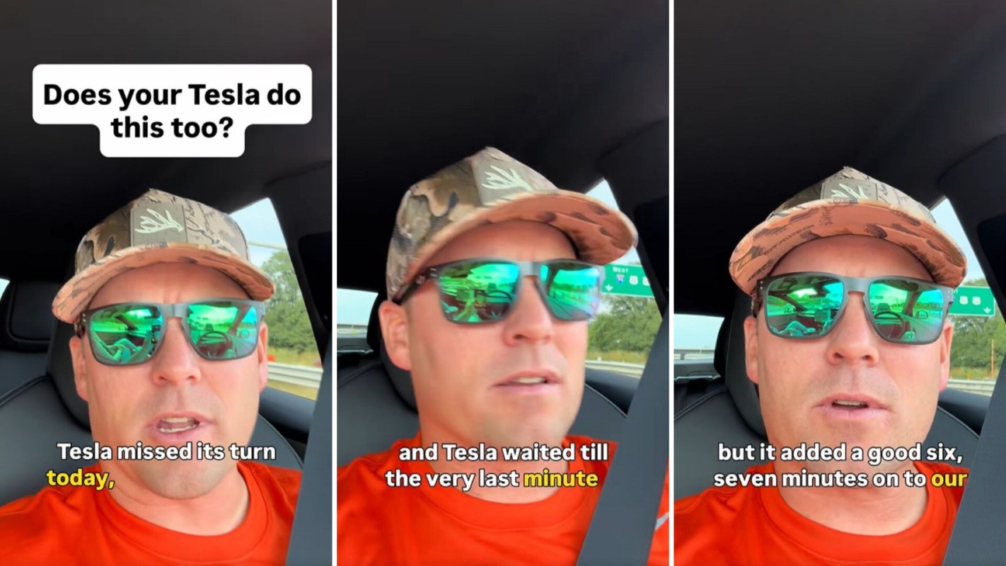 A man with sunglasses tells a story about Tesla missing an exit