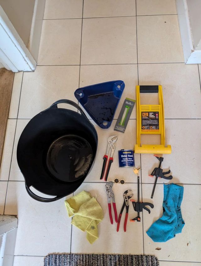 Tools on a floor.