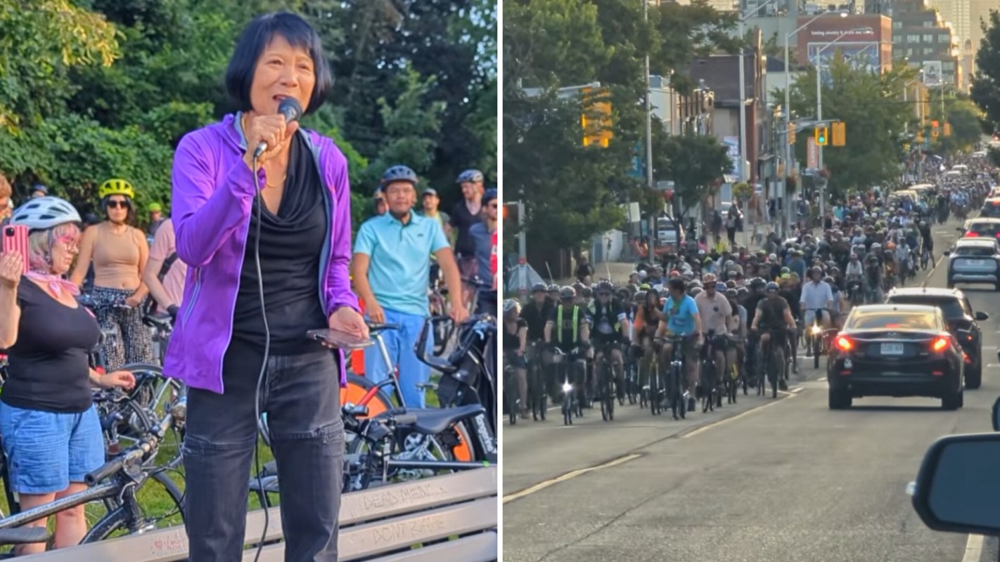 Toronto Mayor Olivia Chow and cyclists.