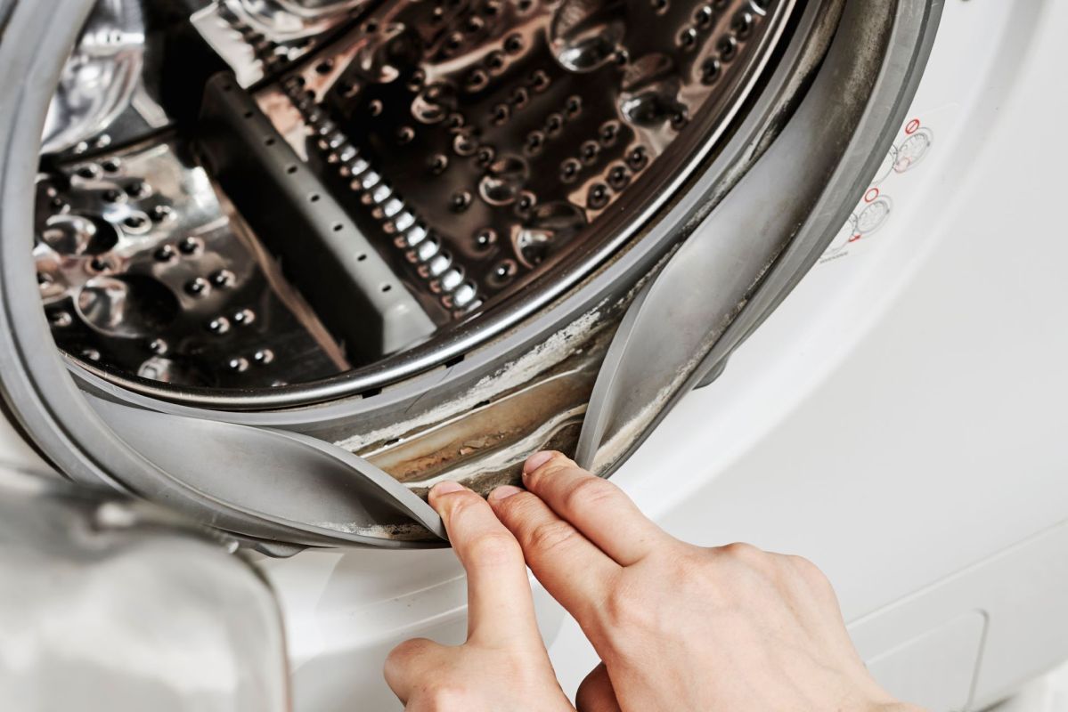 dirty inner rim of a washing machine