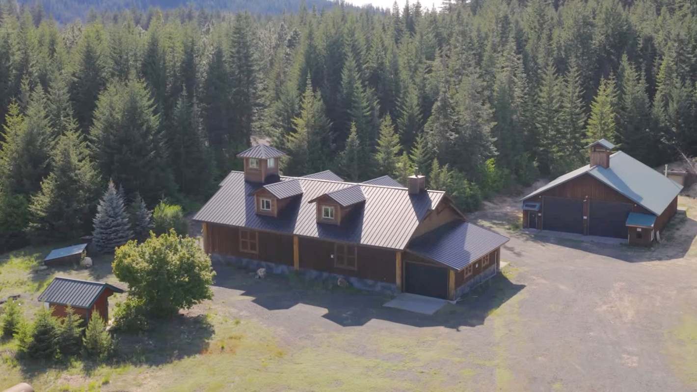 A large house and barn.