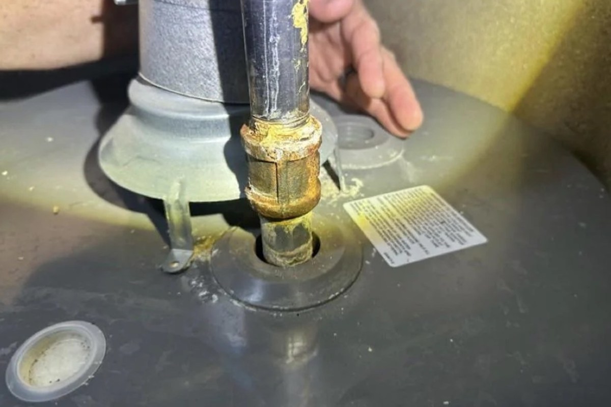A backdrafting water heater.