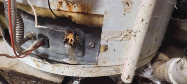 A melted switch on a water heater.