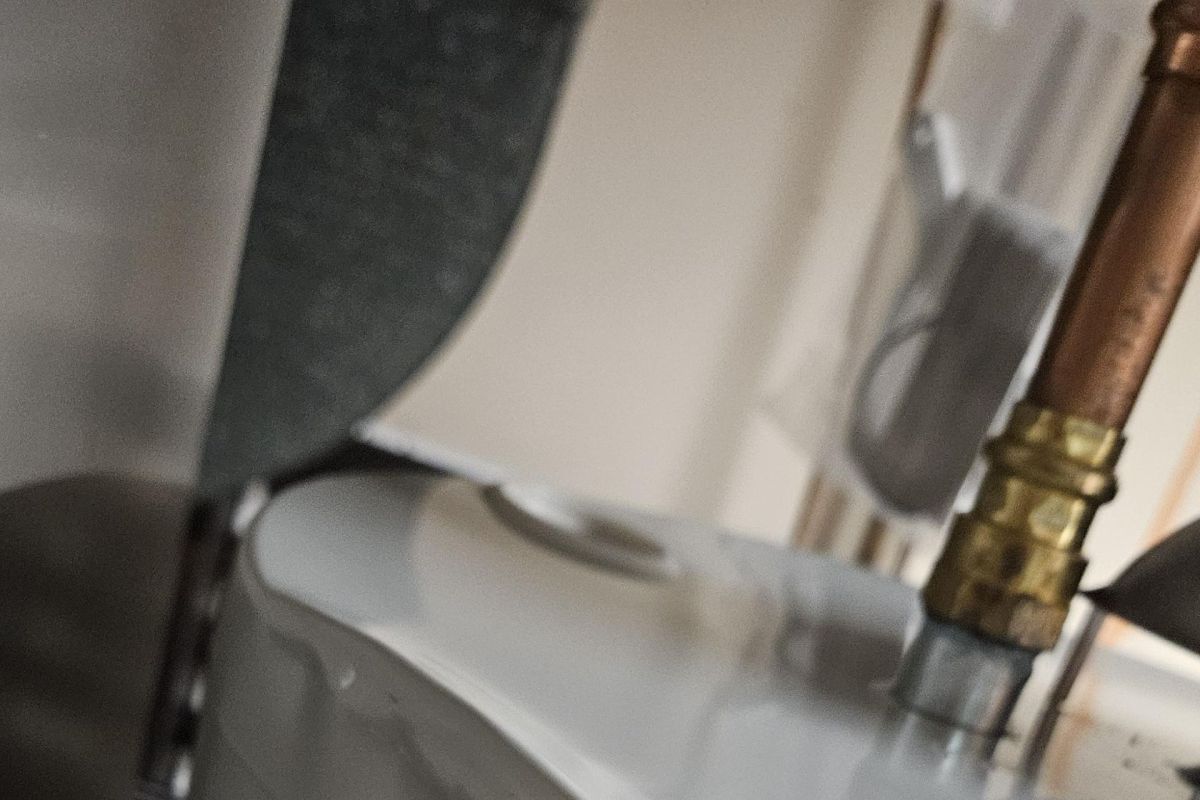A dented water heater.