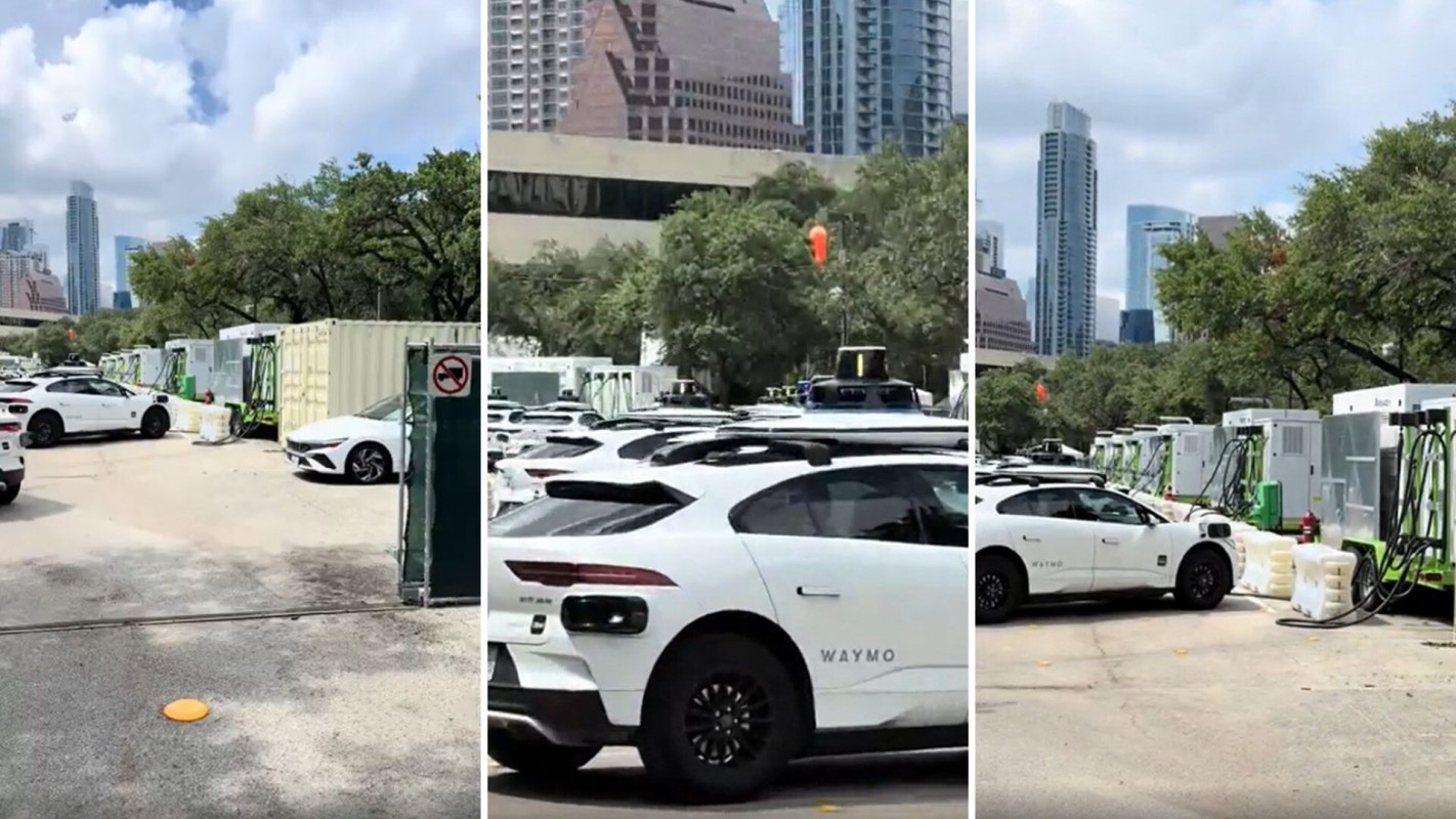 Waymo Robotaxis charging from gas generators.