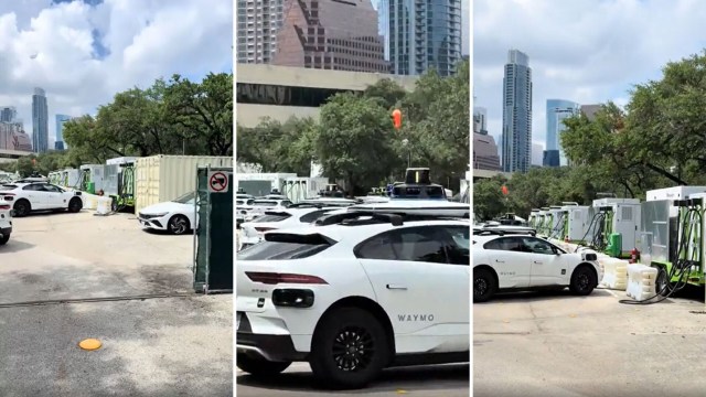 Waymo Robotaxis charging from gas generators.