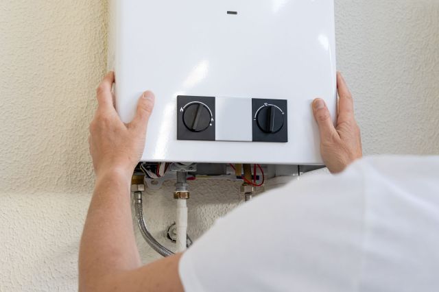 A tankless water heater.