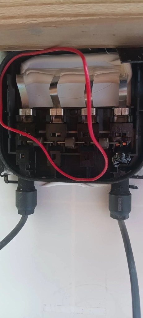 A melted solar panel port.