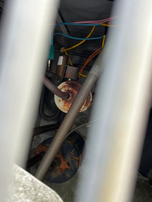 Wiring for the system, with visible rust.