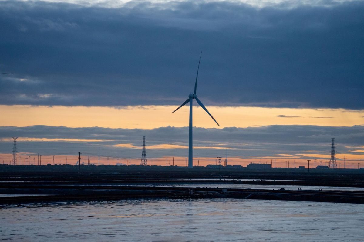 A wind turbine.