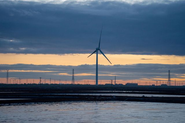 A wind turbine.