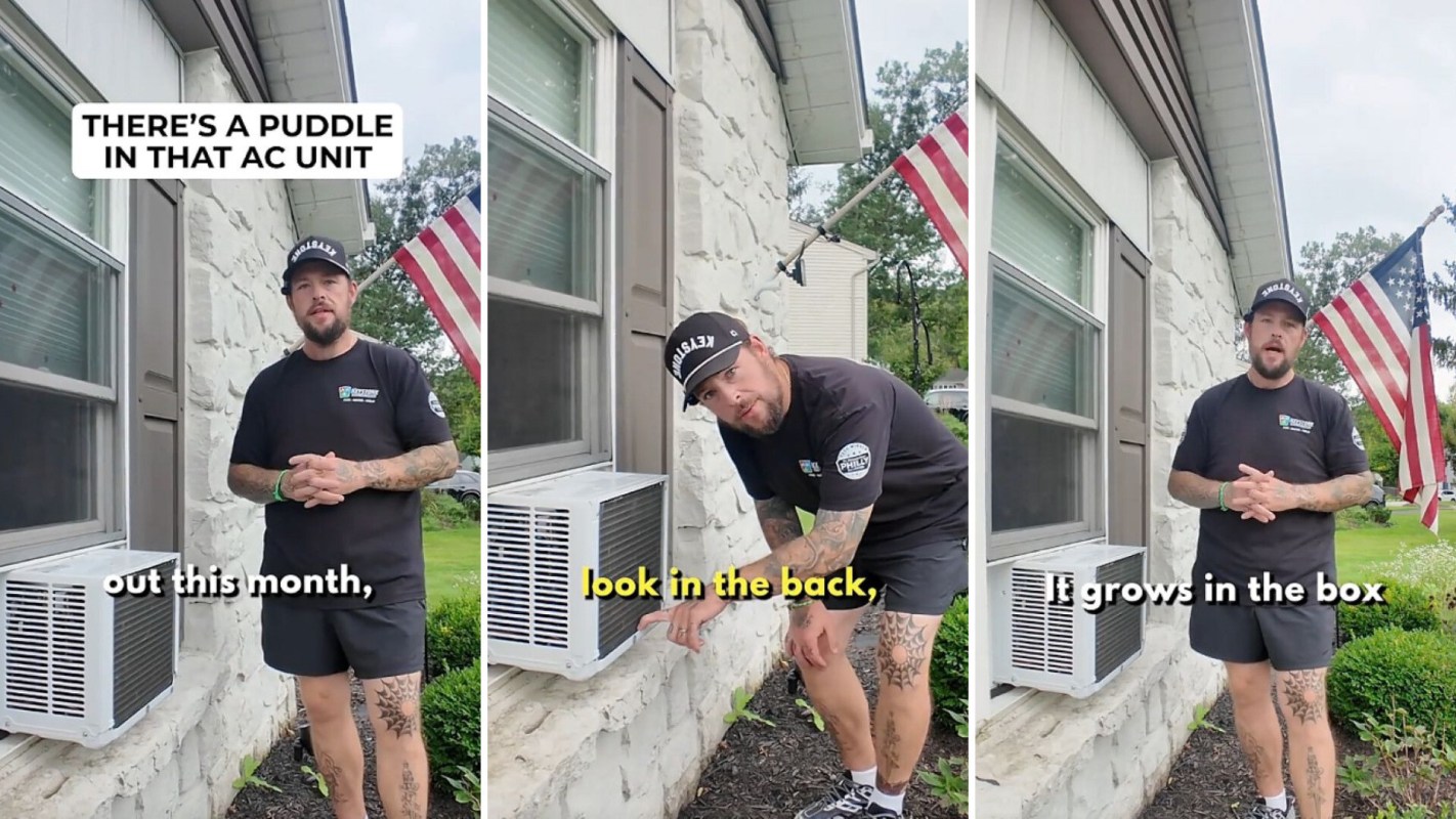 A person talking about an AC unit.