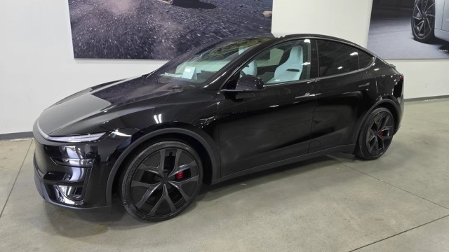 A black Tesla Model Y.