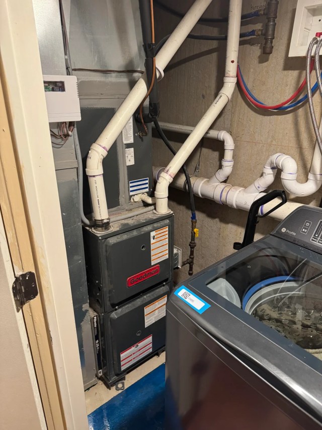A furnace and pipes.