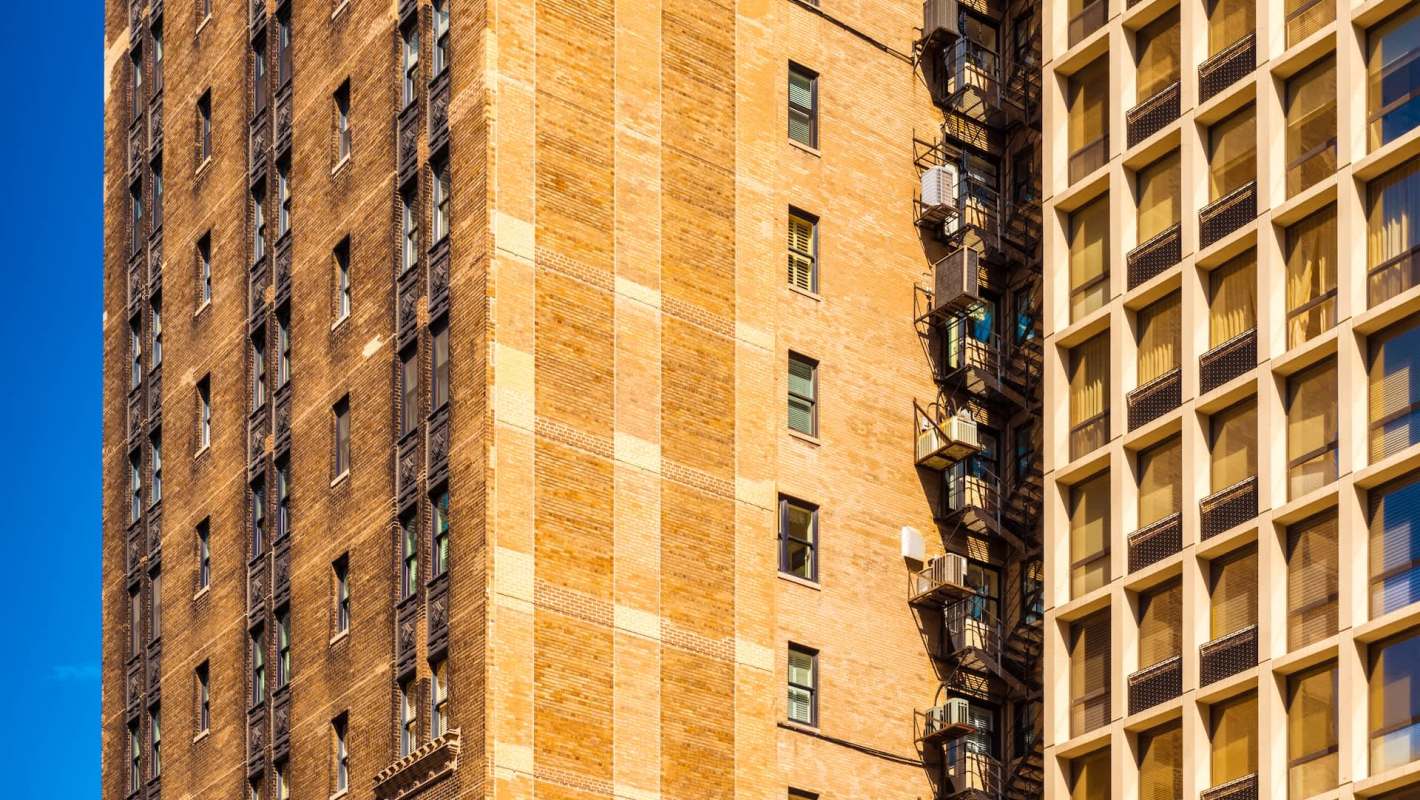 High-rise apartment buildings.