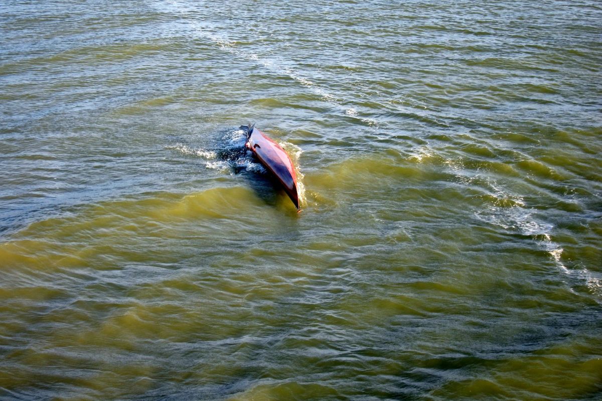 A capsized kayak.