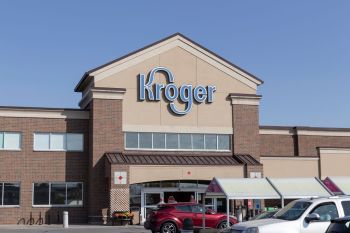 A Kroger grocery store with a brick exterior and large signage.