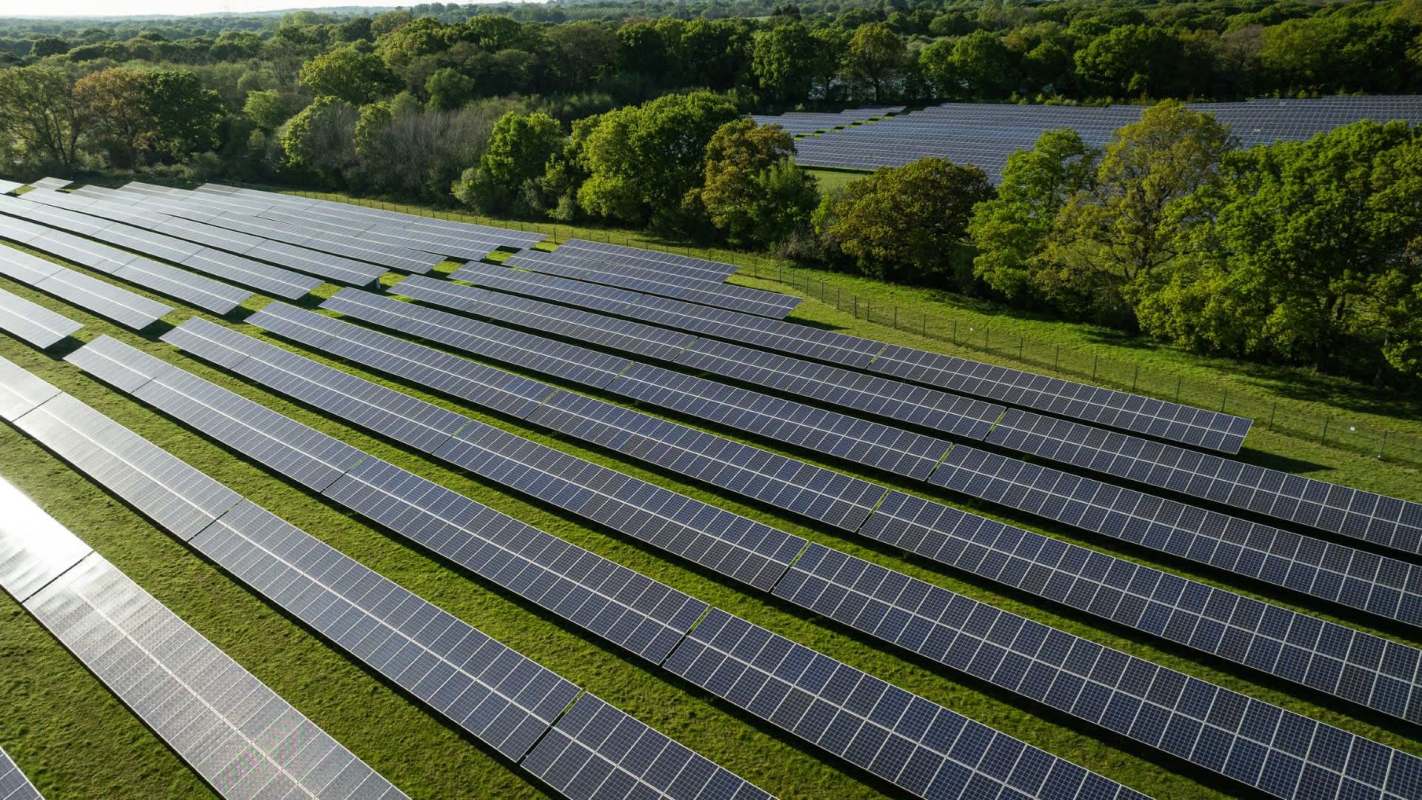 A solar panel farm.