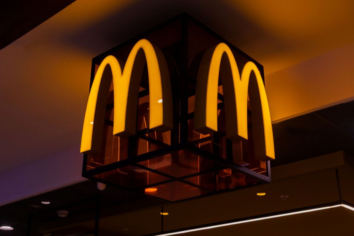 A McDonald's golden arches sign.