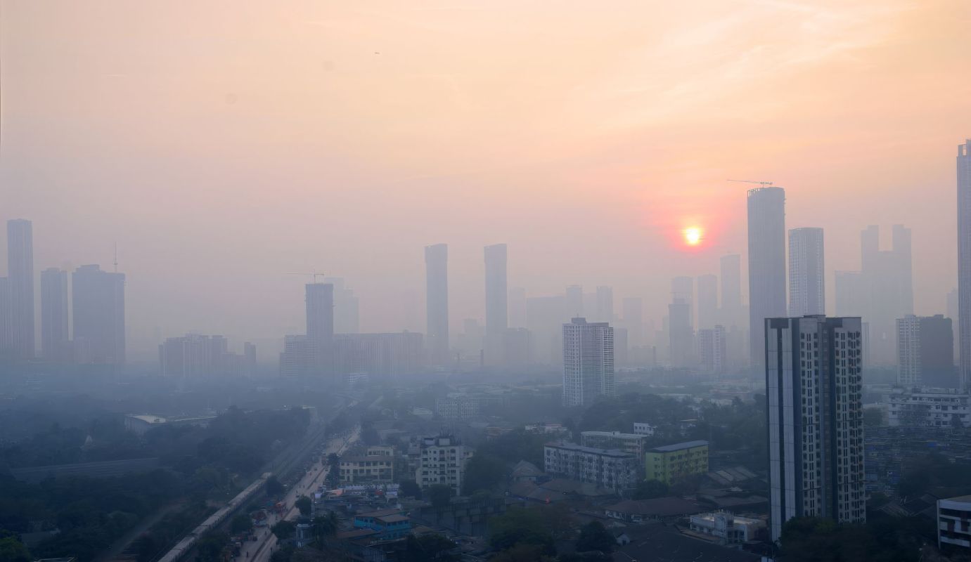 Air pollution over the Mumbai skyline.