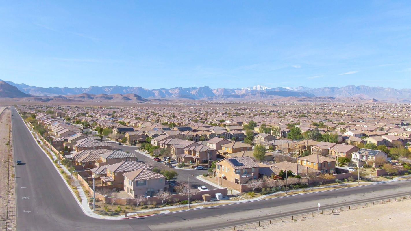 A residential neighborhood in the desert.