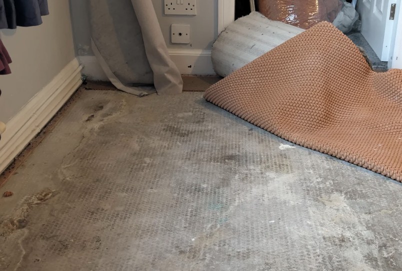 A removed carpet.