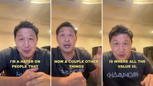 A man speaks into a camera.