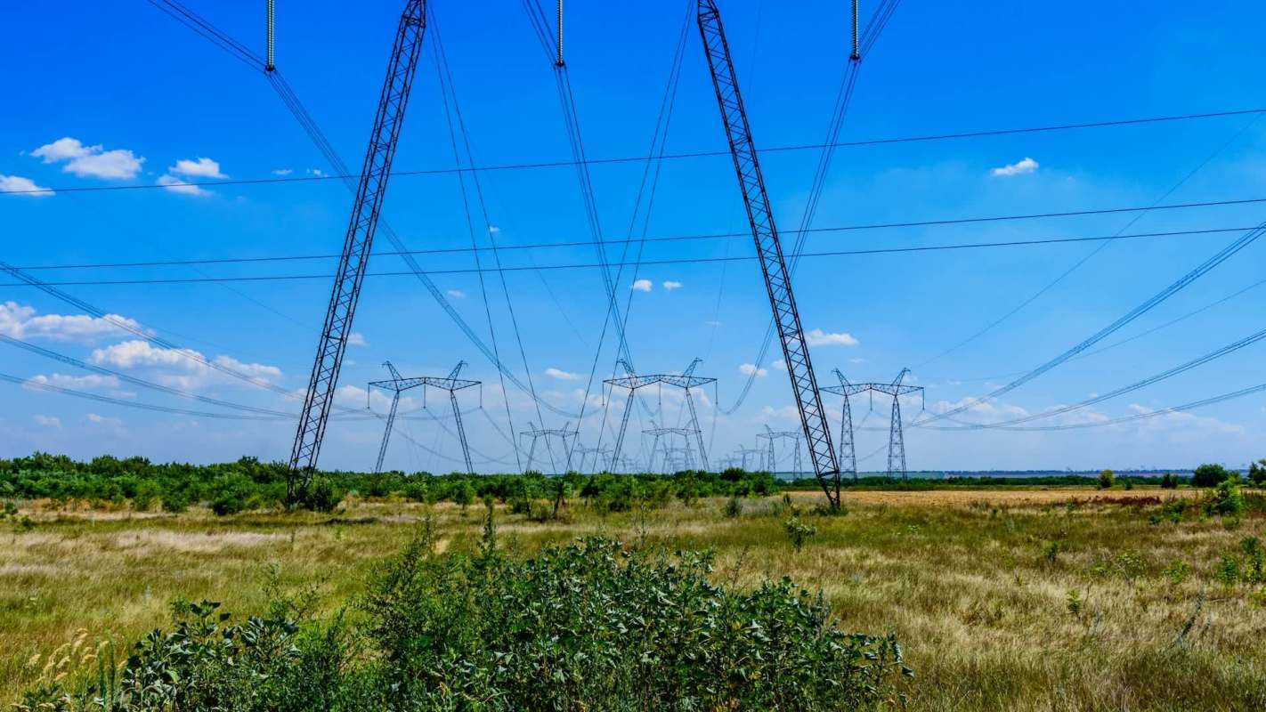 Transmission towers.