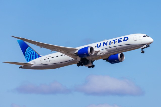 An ascending United Airlines plane.