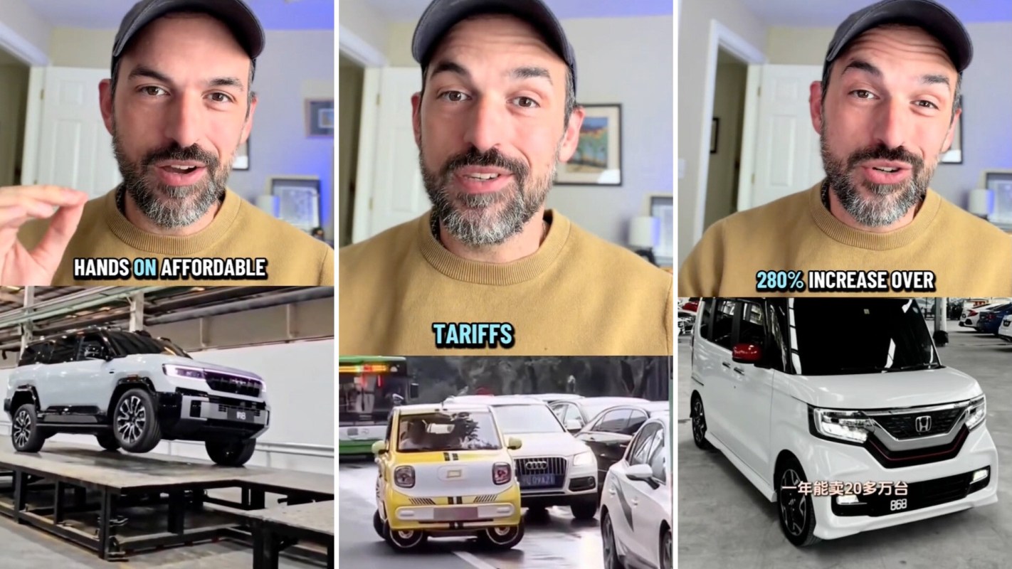A man talking about vehicle tariffs.