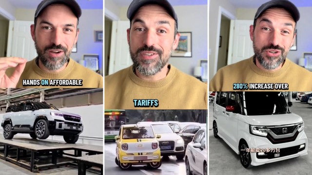 A man talking about vehicle tariffs.