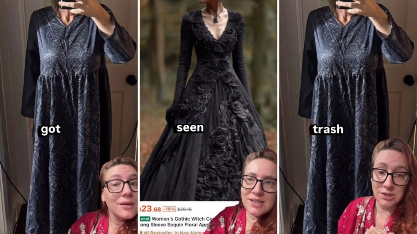 A person talking about AI-generated clothes.