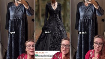A person talking about AI-generated clothes.