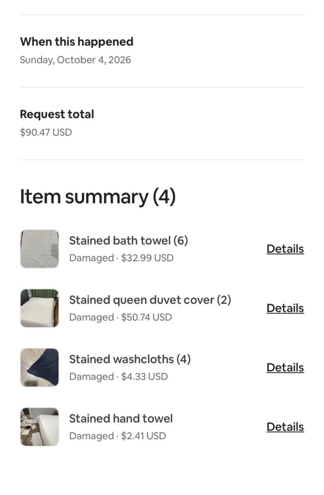 An itemized list of charges.