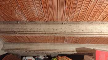 An exposed ceiling.