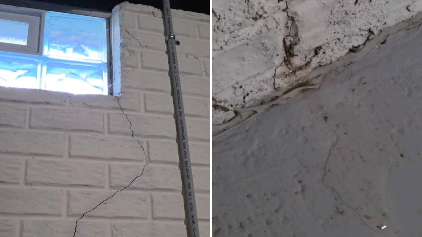 A crack in a wall.