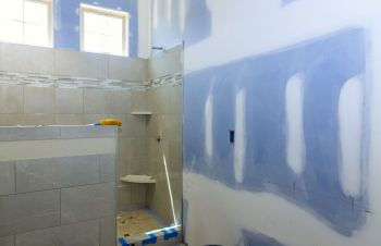A bathroom remodeling in progress.
