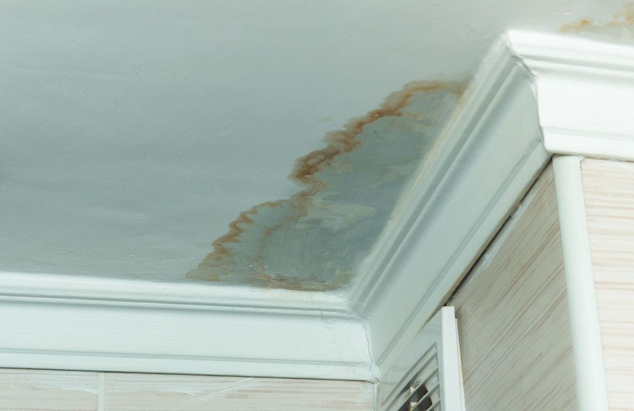 A water leak on a ceiling.