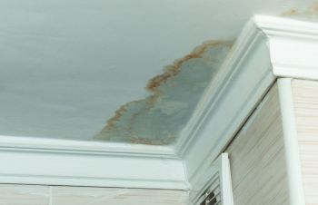 A water leak on a ceiling.
