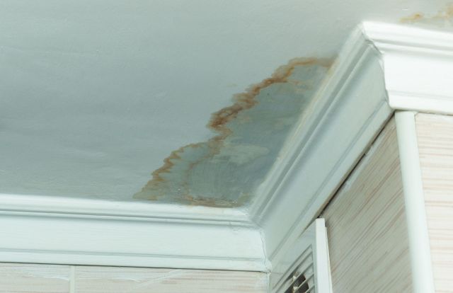 A water leak on a ceiling.