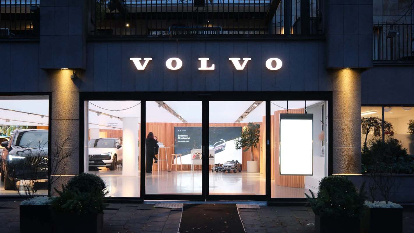 A Volvo showroom.
