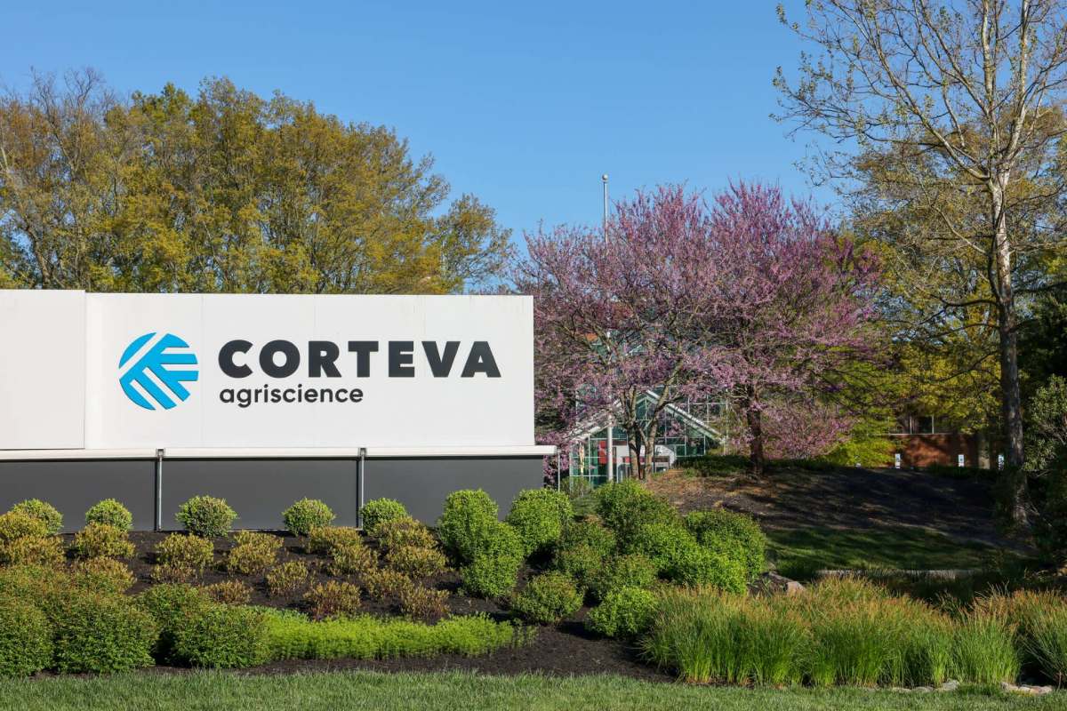 A Corteva agriscience sign.