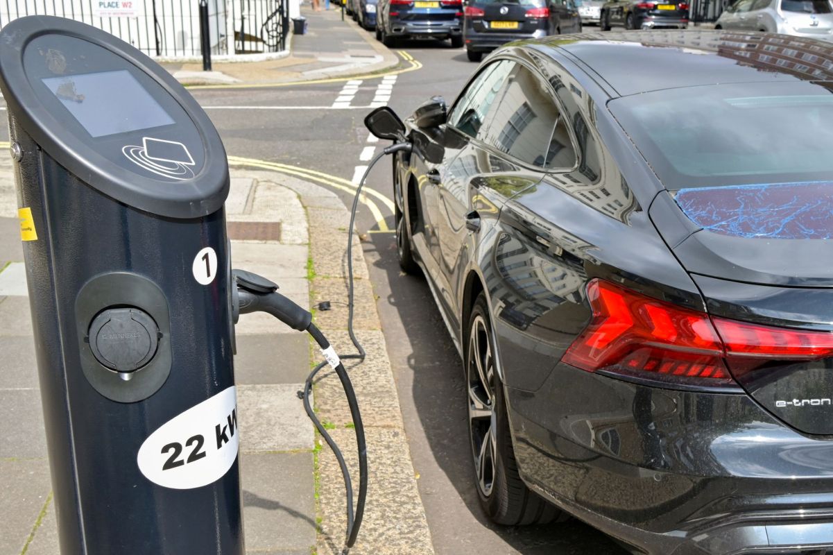 A curbside EV charger.