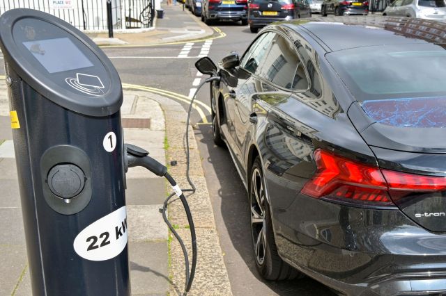 A curbside EV charger.