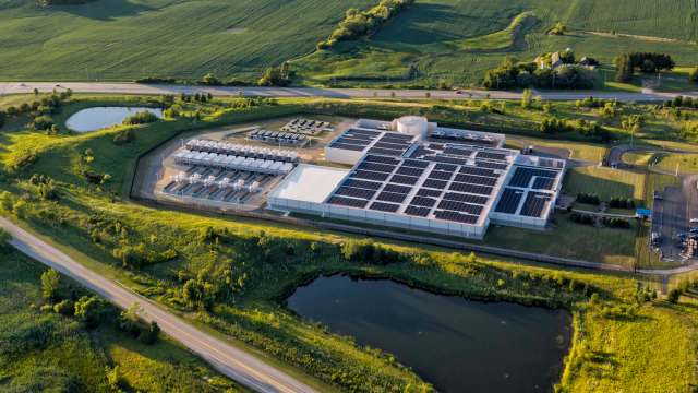 A data center with solar panels.