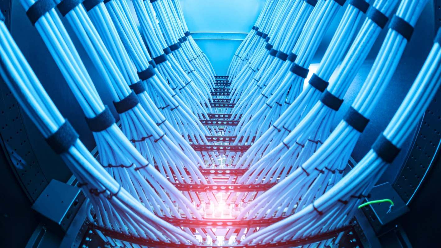 Network cables in a data center.
