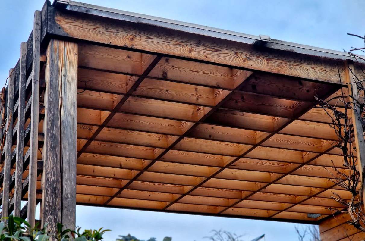 A wooden pergola.