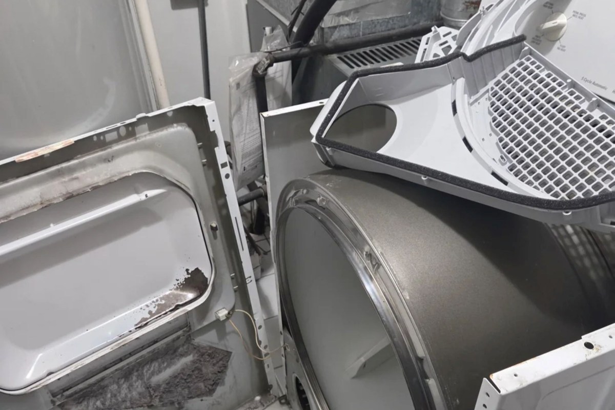 A pulled-apart dryer.