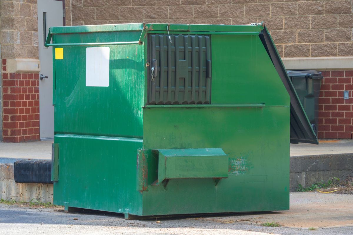 A commercial dumpster.